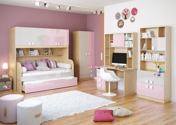 Детская комната Грэйси (Розовый/Серый/корпус Клен) в Быстровке - bystrovka.mebel54.com | фото