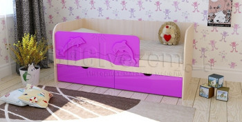 Друзья Кровать детская 2 ящика 1.8 Фиолетовый глянец в Быстровке - bystrovka.mebel54.com | фото