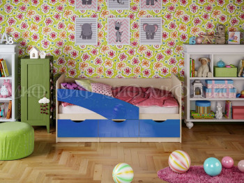 Кровать Бабочки 1,8м (Синий металлик) в Быстровке - bystrovka.mebel54.com | фото
