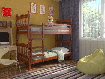 Кровать двухъярусная Соня из массива сосны 800*1890 Орех в Быстровке - bystrovka.mebel54.com | фото
