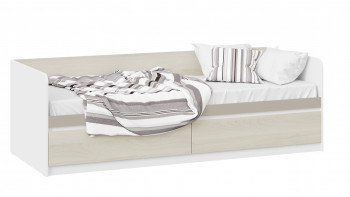 Кровать «Сканди» с 2 ящиками Дуб Гарден/Белый/Глиняный серый в Быстровке - bystrovka.mebel54.com | фото