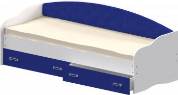Кровать Софа-8 с мягкой спинкой (900х1900) Белый/Синий в Быстровке - bystrovka.mebel54.com | фото