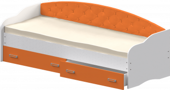 Кровать Софа-8 с мягкой спинкой (900х2000) Белый/Оранжевый в Быстровке - bystrovka.mebel54.com | фото