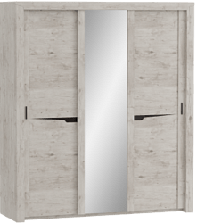 Шкаф трехдверный Соренто с раздвижными дверями Дуб бонифаций/Кофе структурный матовый в Быстровке - bystrovka.mebel54.com | фото