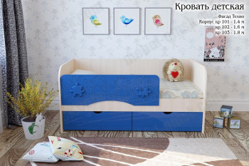 Техно Кровать детская 2 ящика 1.6 Синий глянец в Быстровке - bystrovka.mebel54.com | фото